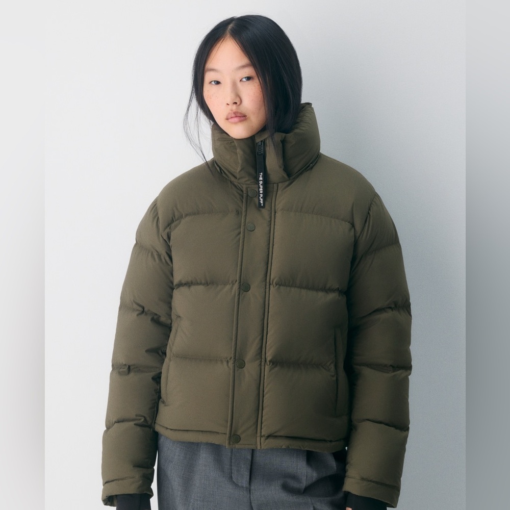 Aritzia TNA Sz XS THE Super Puff Shorty Olive Green Down Feather Coat